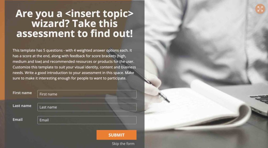 Assessment Test with Recommendation
